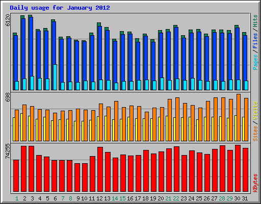 Daily usage for January 2012