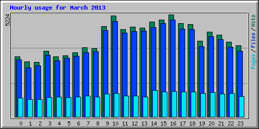 Hourly usage for March 2013