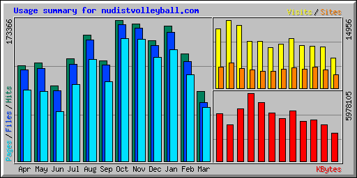 Usage summary for nudistvolleyball.com